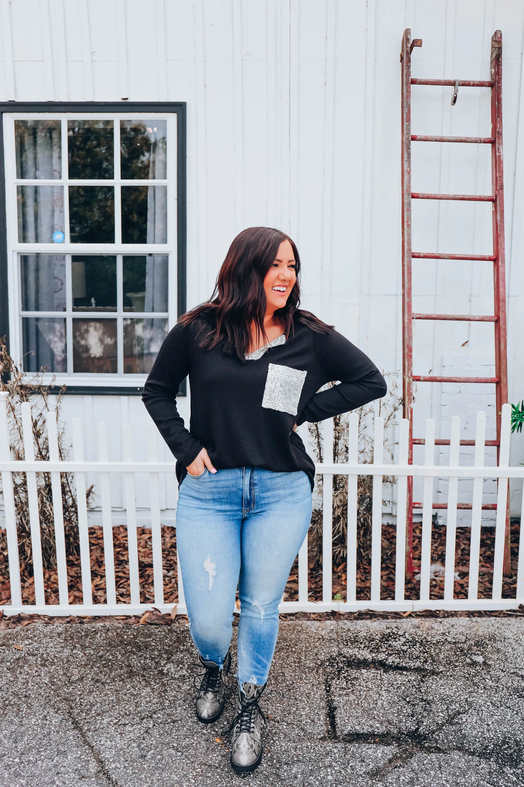 A Lil' Bit Of Glitz Top - Black