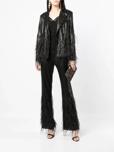 Black Sequin Feather Pants