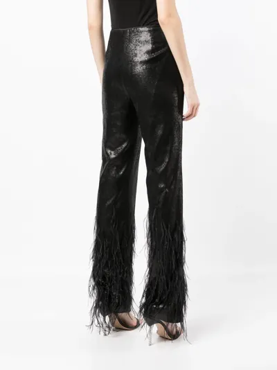 Black Sequin Feather Pants