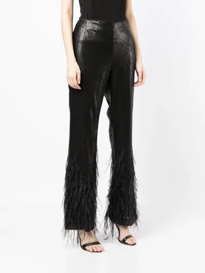 Black Sequin Feather Pants