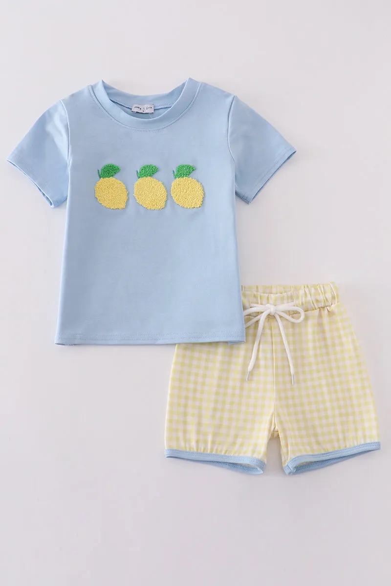 Blue Lemon French Knot Boy Set