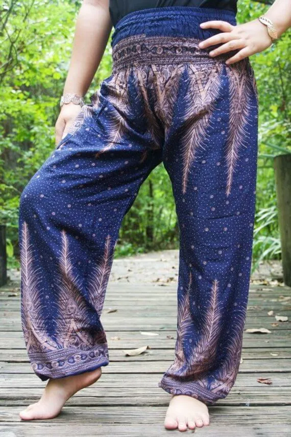 Blue Peacock Womens Boho Harem Pants