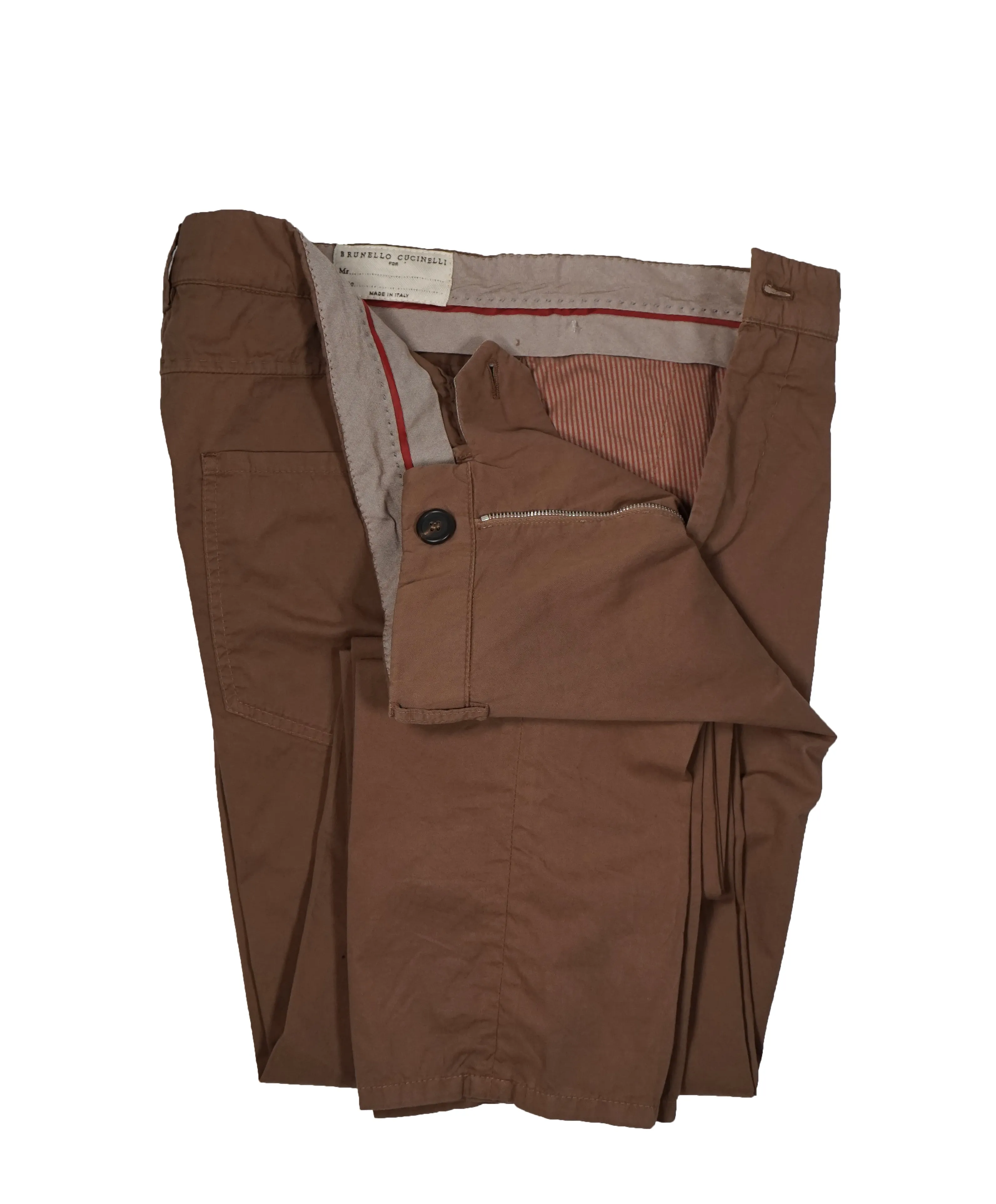 BRUNELLO CUCINELLI - 5-Pocket Chino Cotton Coco Brown Pants - 35W