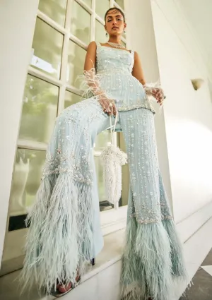 Celestial blue peplum and palazzo set