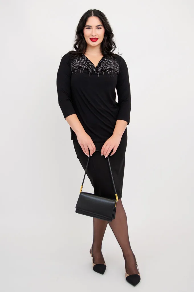 Charisse 3/4 Slv Top, Black Diamond, Bamboo