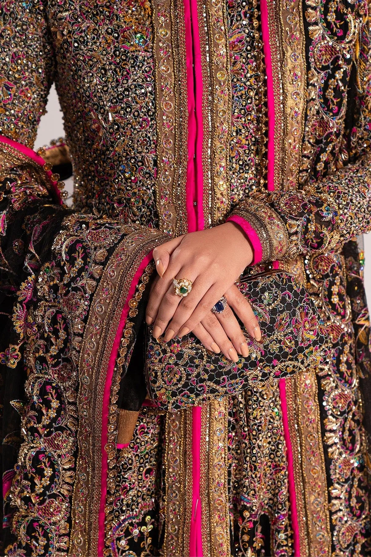 Classic Pakistani Bridal Dress in Open Pishwas Style