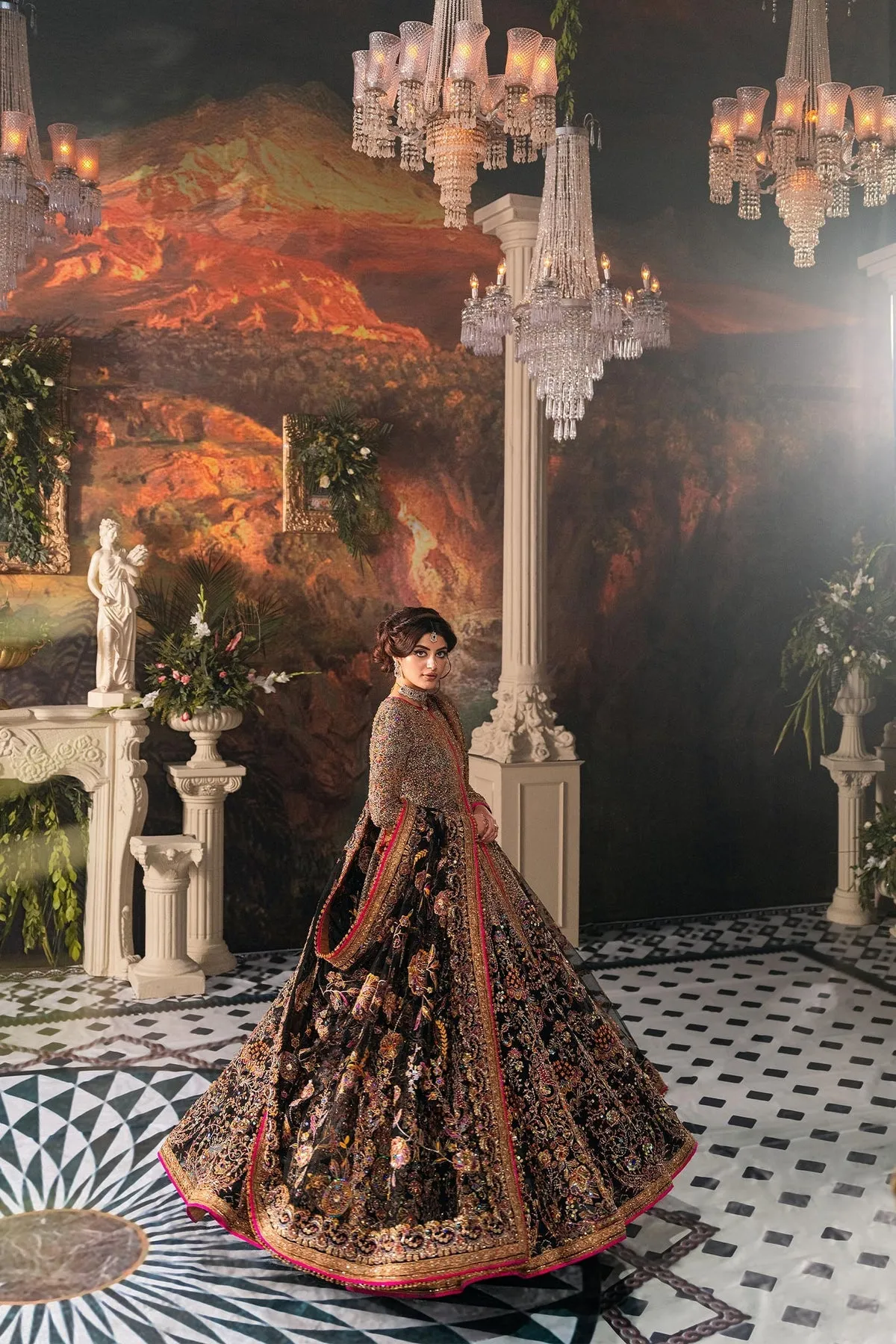 Classic Pakistani Bridal Dress in Open Pishwas Style