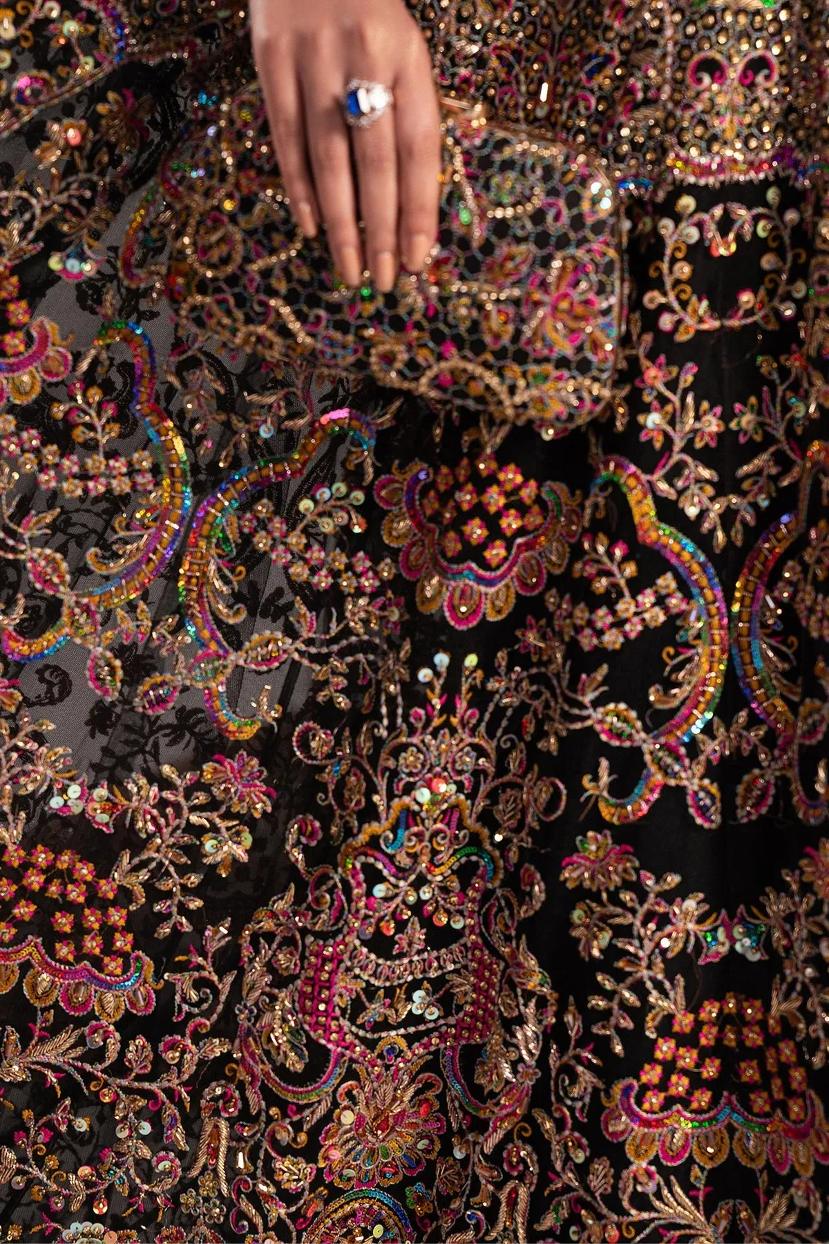 Classic Pakistani Bridal Dress in Open Pishwas Style