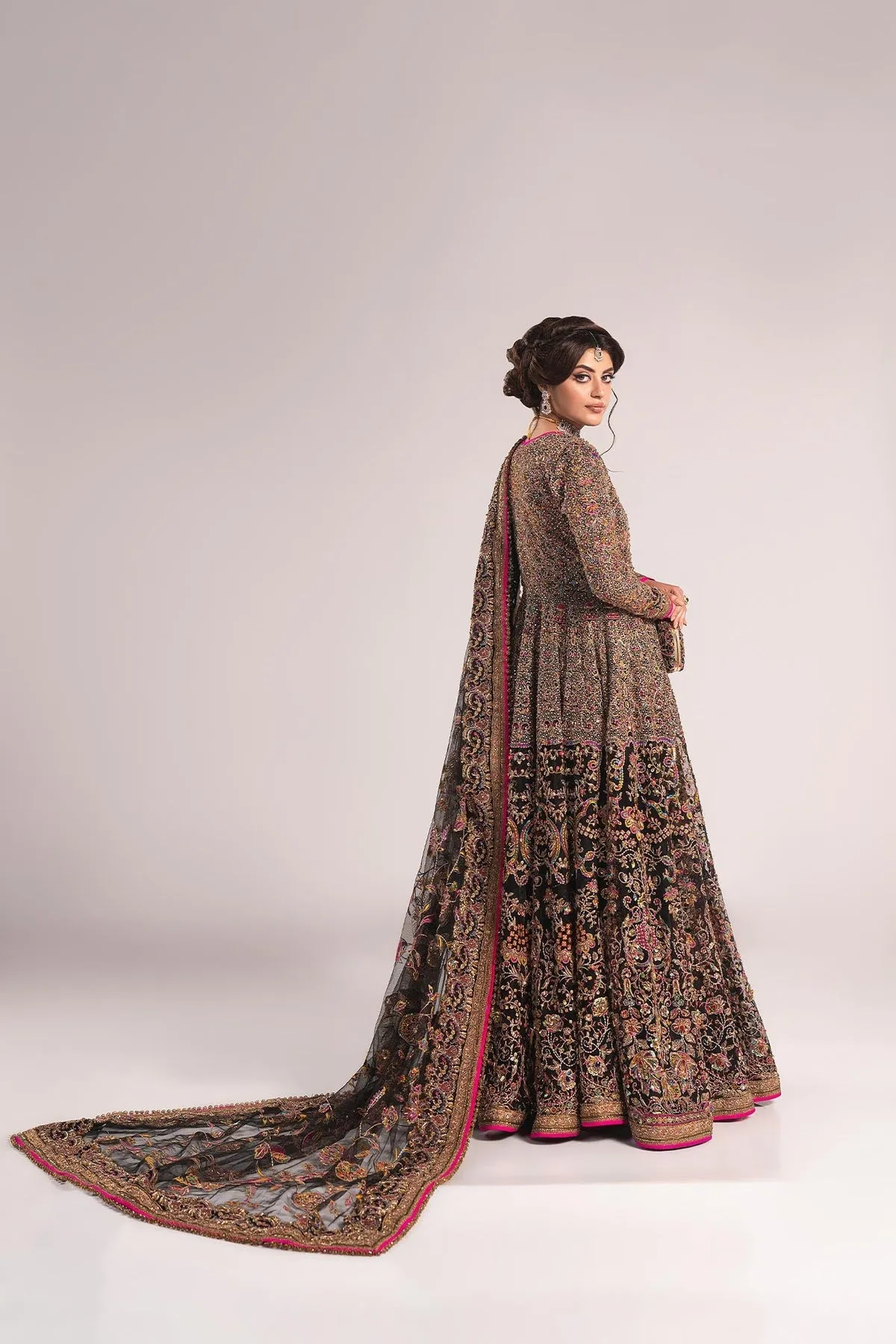 Classic Pakistani Bridal Dress in Open Pishwas Style