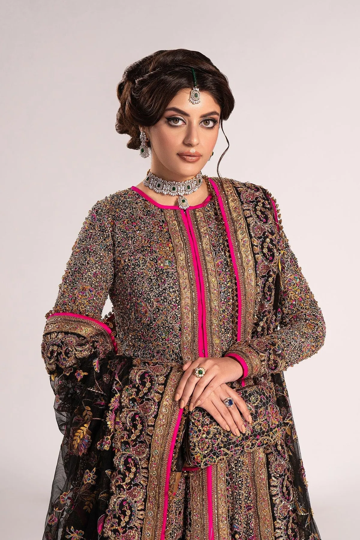 Classic Pakistani Bridal Dress in Open Pishwas Style