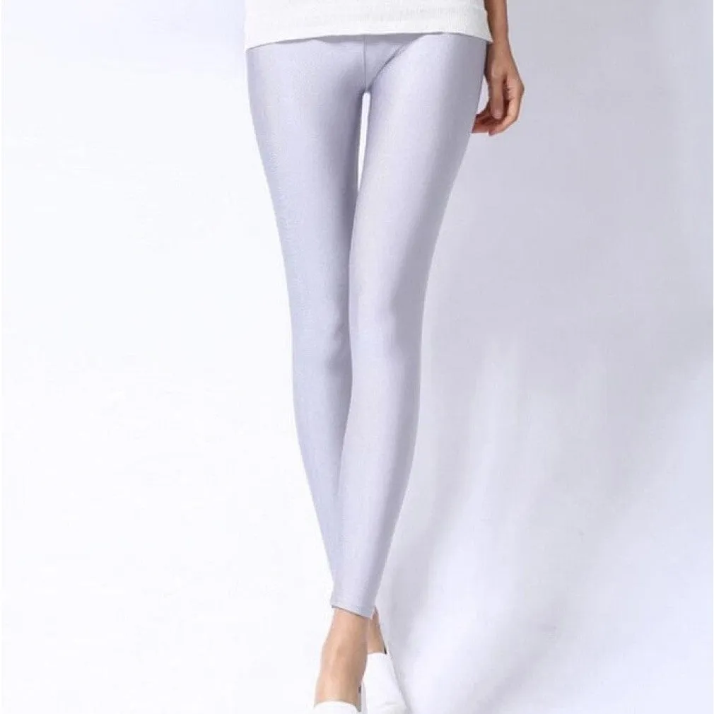 ContiNent 33 Women Shiny Pant Leggings Hot Selling Leggings Solid Color Fluorescent Spandex Elasticity Casual Trousers Shinny Legging