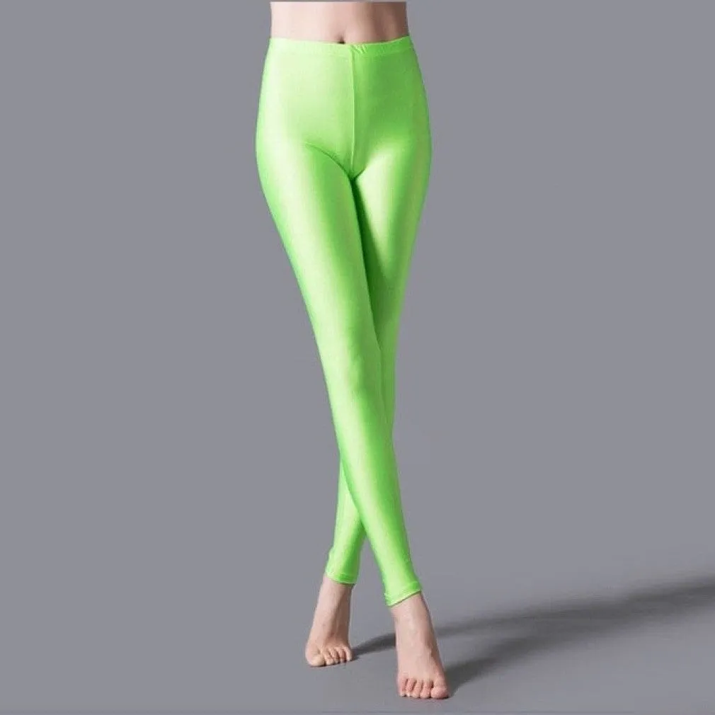 ContiNent 33 Women Shiny Pant Leggings Hot Selling Leggings Solid Color Fluorescent Spandex Elasticity Casual Trousers Shinny Legging