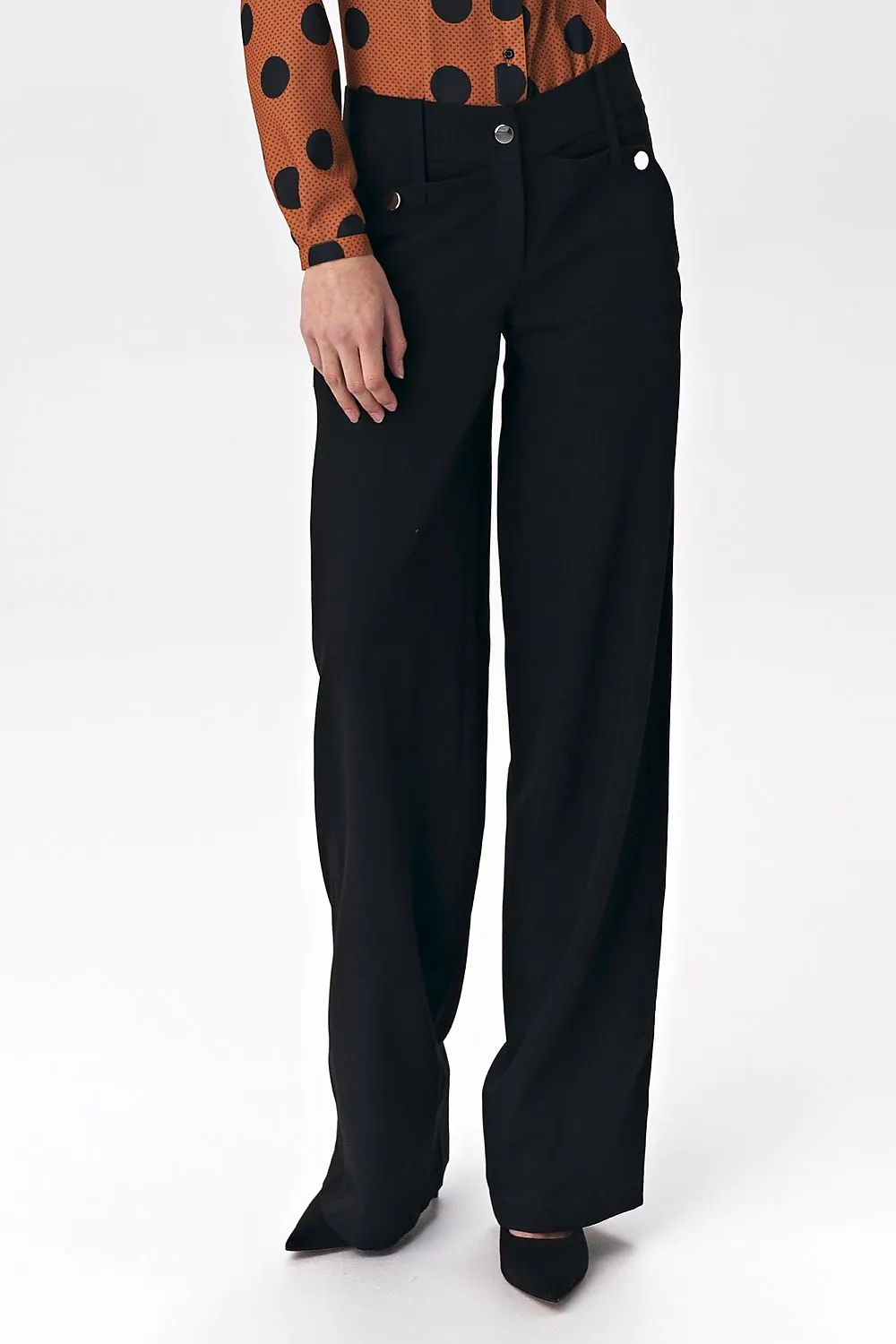 Decorative Press-Stud Palazzo Trousers