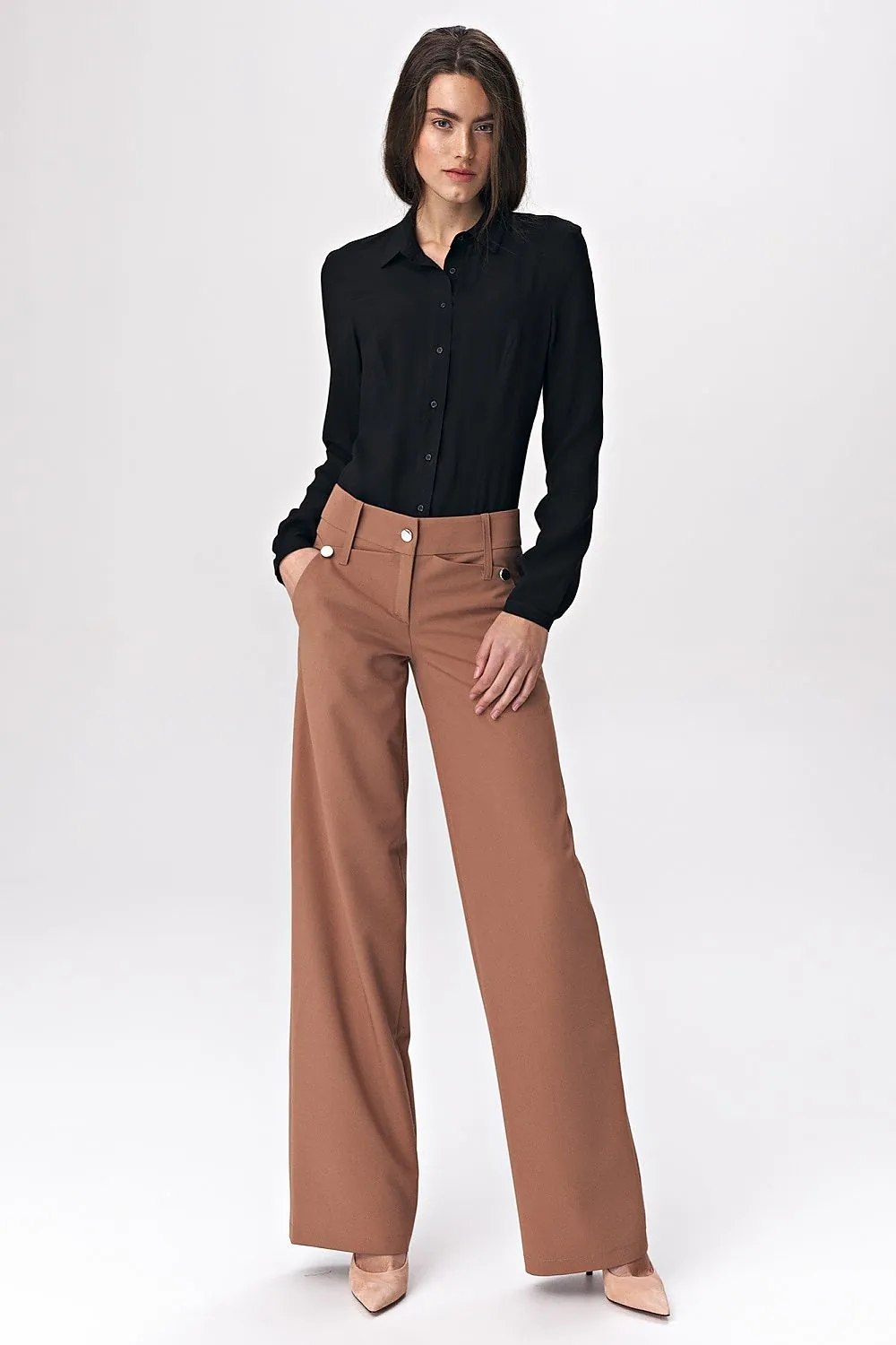 Decorative Press-Stud Palazzo Trousers
