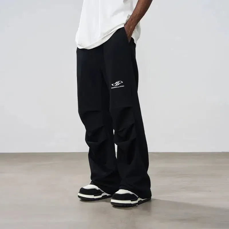 Embroidery Stacked Pants with Side Pockets