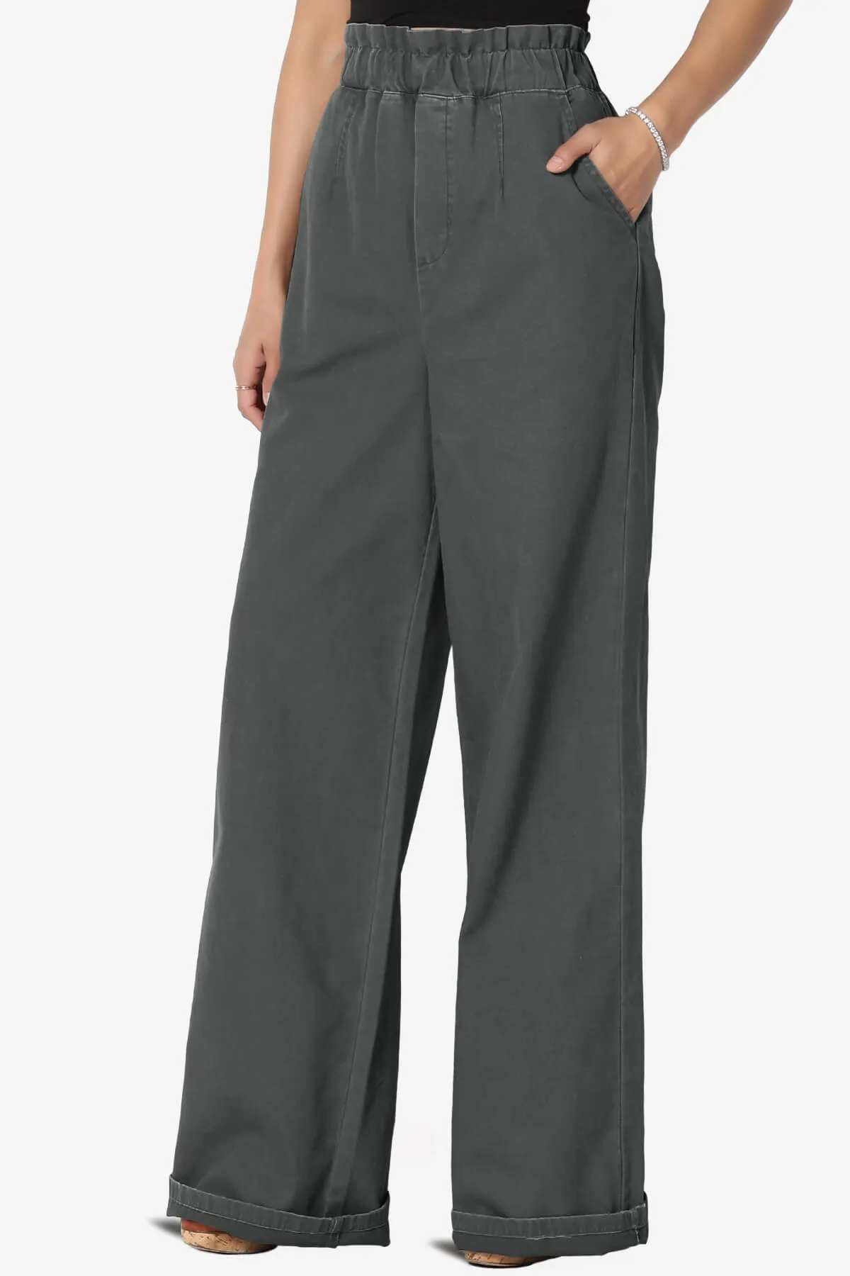 Fateful Twill High Waist Wide Leg Pants PLUS