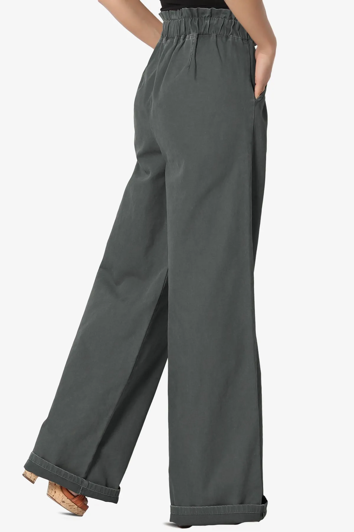 Fateful Washed Twill High Waist Wide Leg Pants