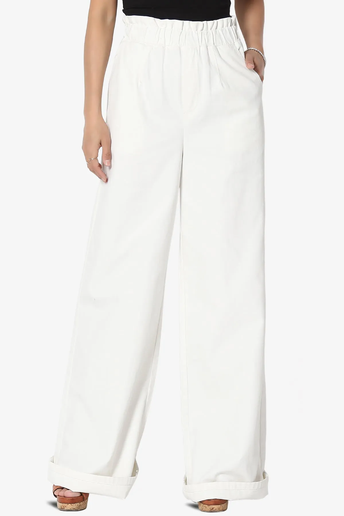Fateful Washed Twill High Waist Wide Leg Pants