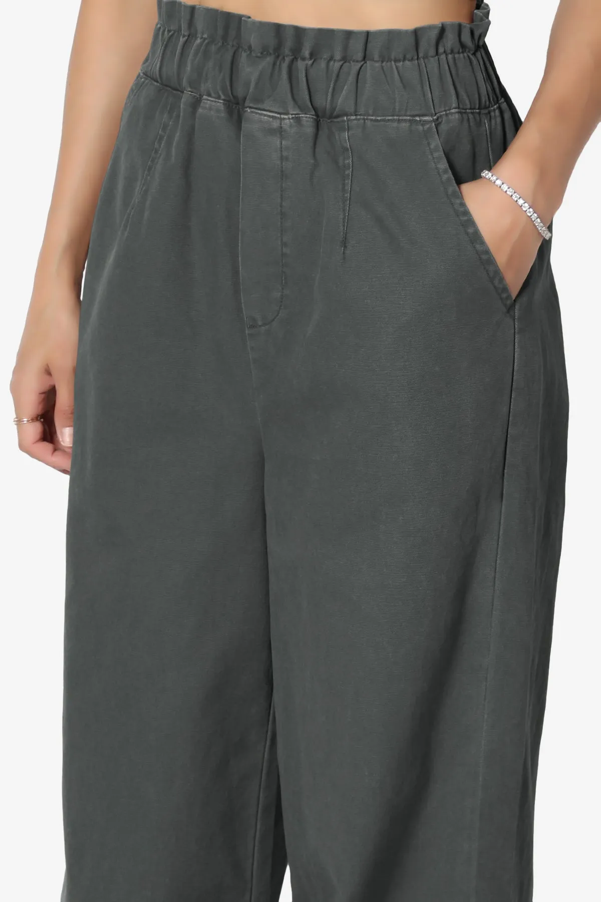 Fateful Washed Twill High Waist Wide Leg Pants
