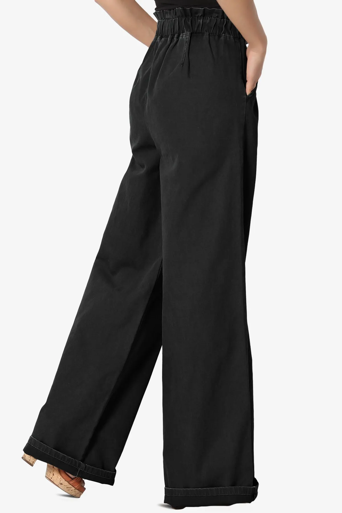 Fateful Washed Twill High Waist Wide Leg Pants
