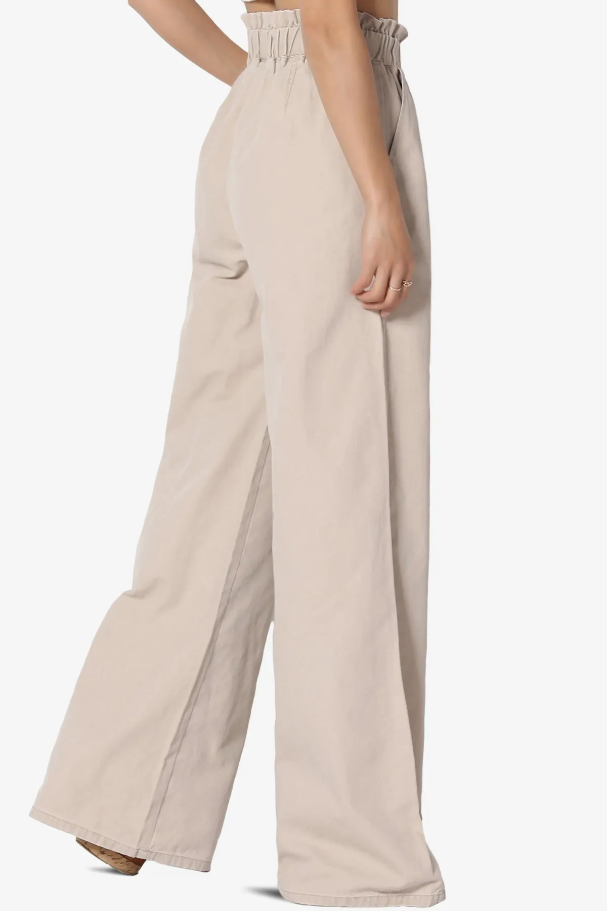 Fateful Washed Twill High Waist Wide Leg Pants