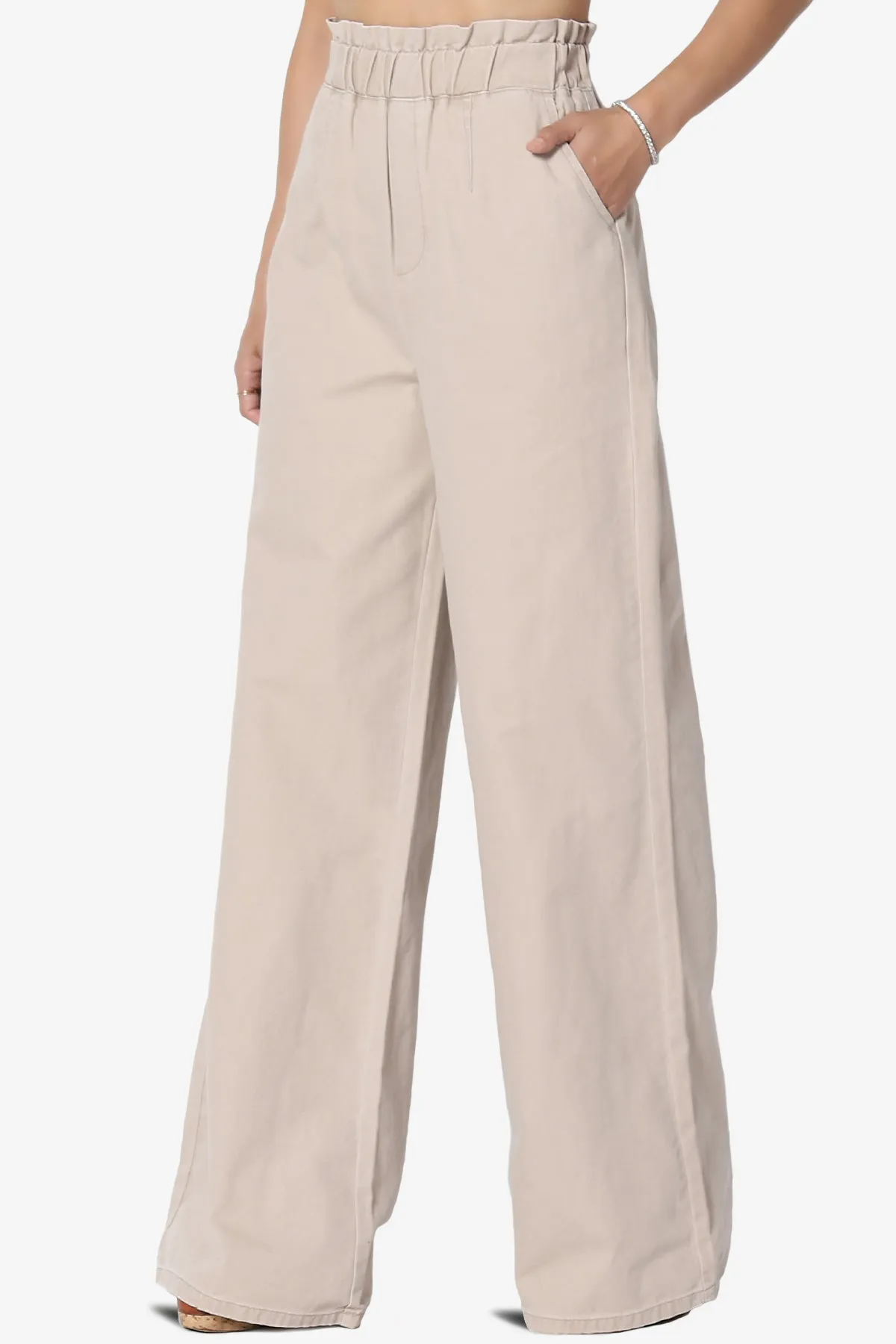 Fateful Washed Twill High Waist Wide Leg Pants