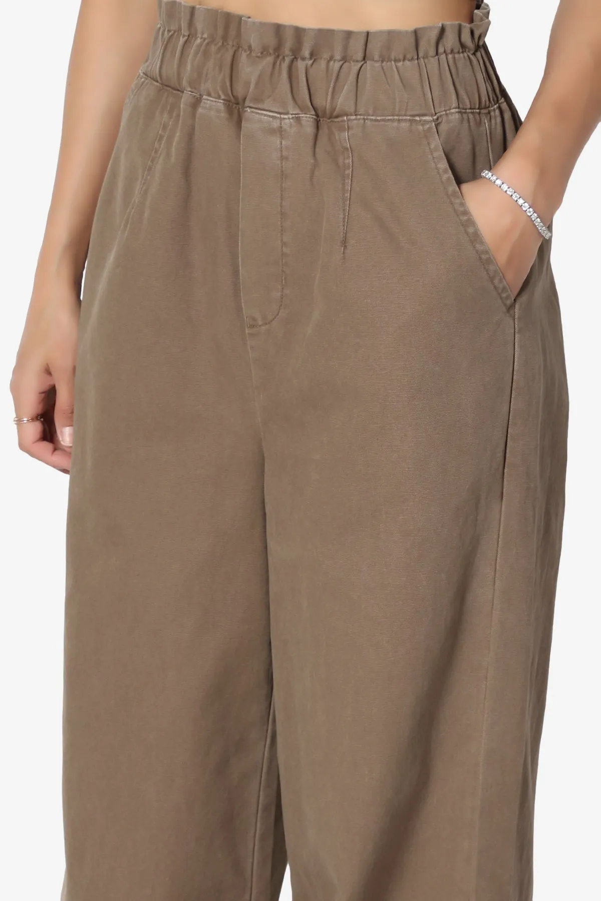 Fateful Washed Twill High Waist Wide Leg Pants