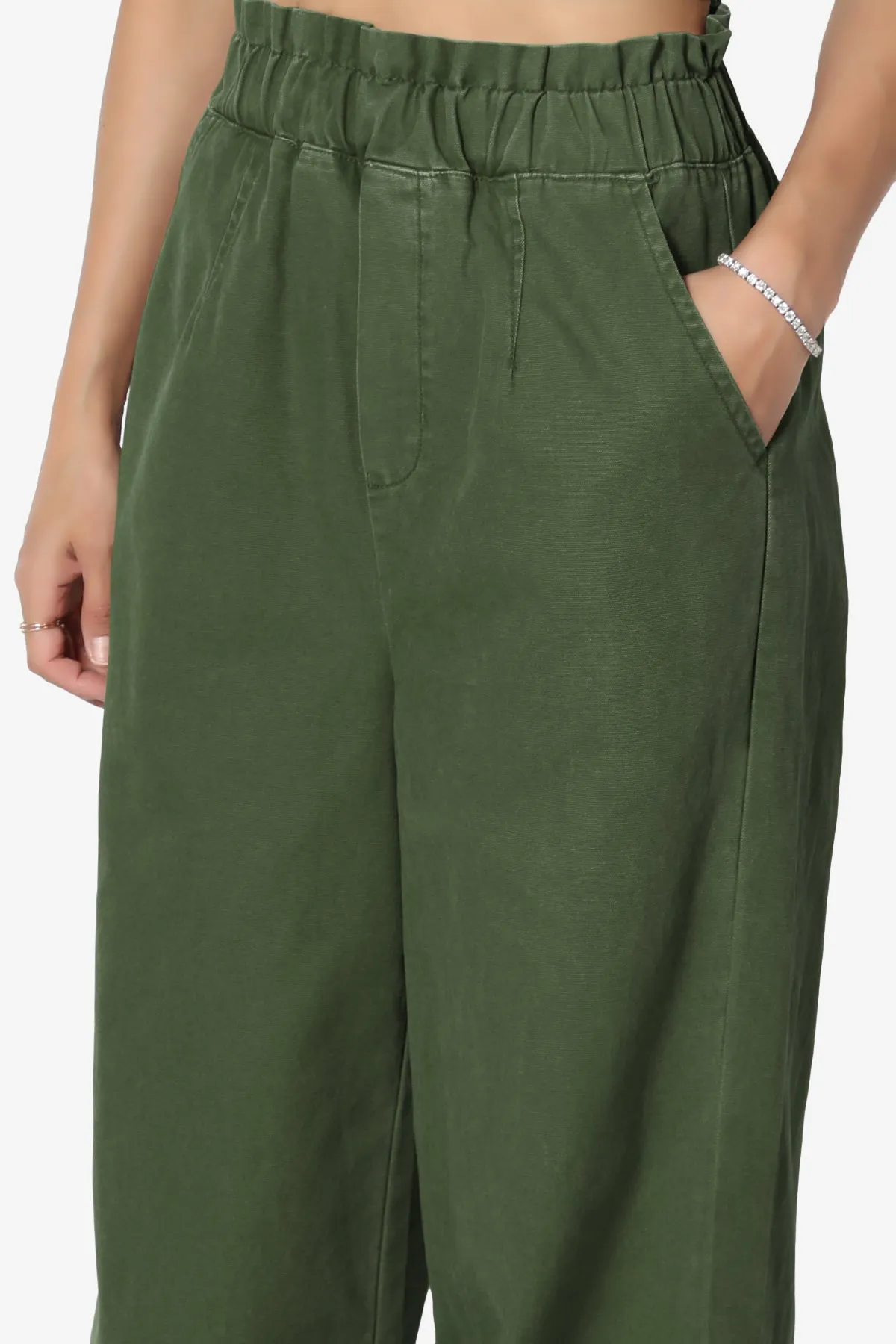 Fateful Washed Twill High Waist Wide Leg Pants