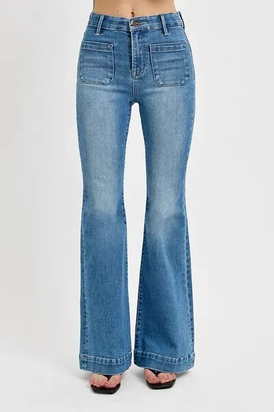 Front Patch Pocket Flare Jeans