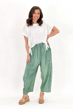 Green Elastic Waist Pocket Pant