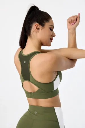 High-Support Color Block Racerback Training Sports Bra