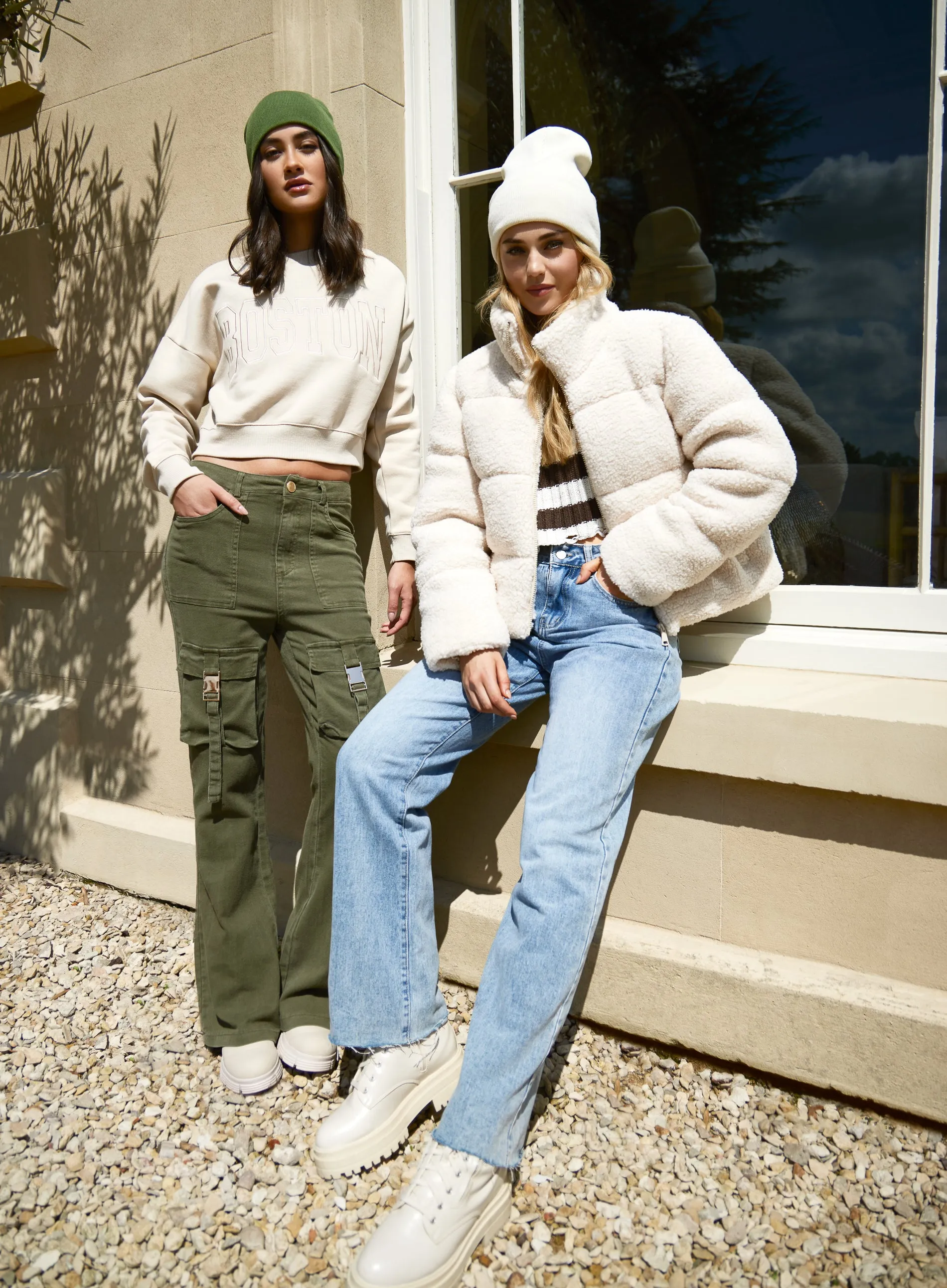 High Waist Utility Pocket Flare Jeans