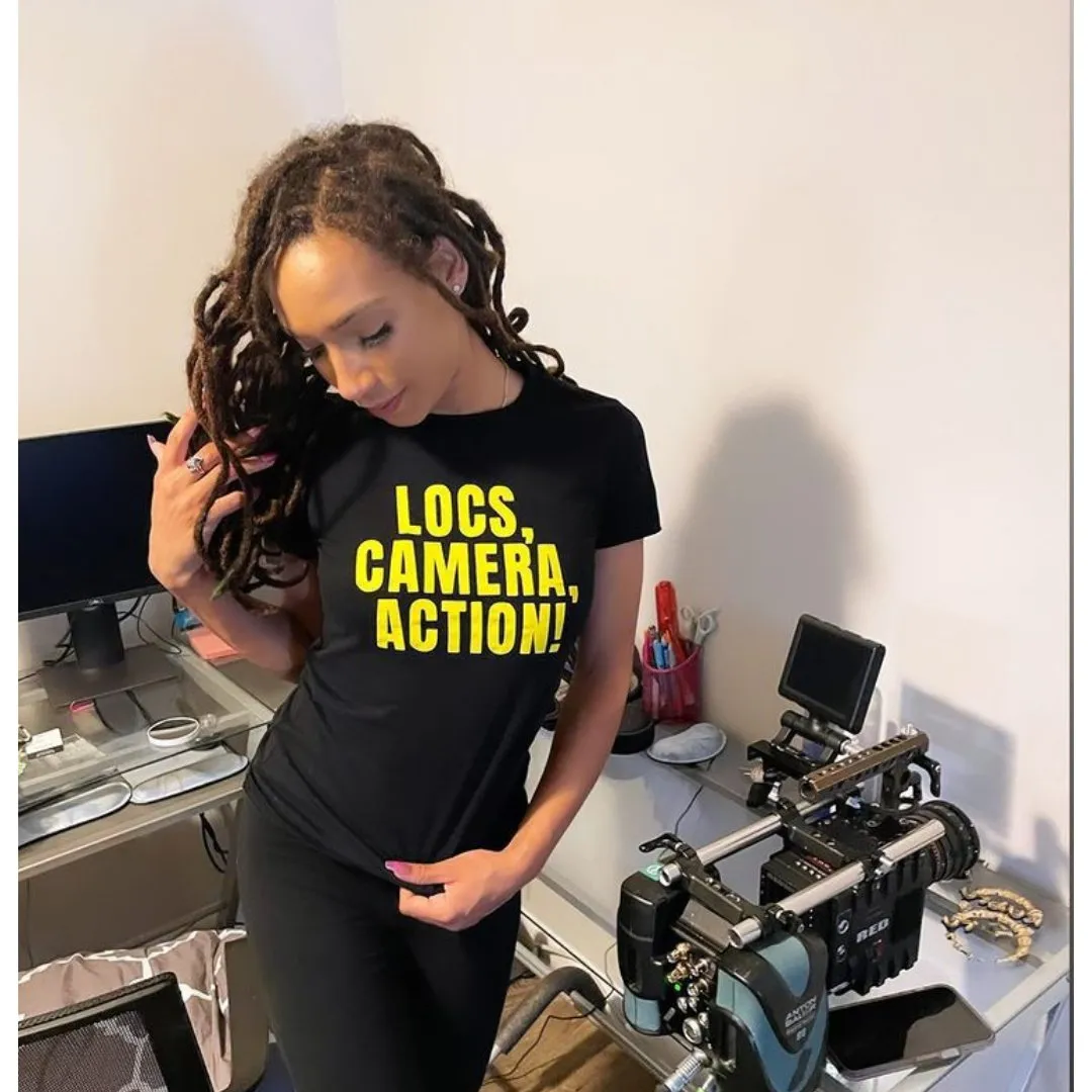 LOCS, CAMERA, ACTION WOMEN'S TEE (BLK)