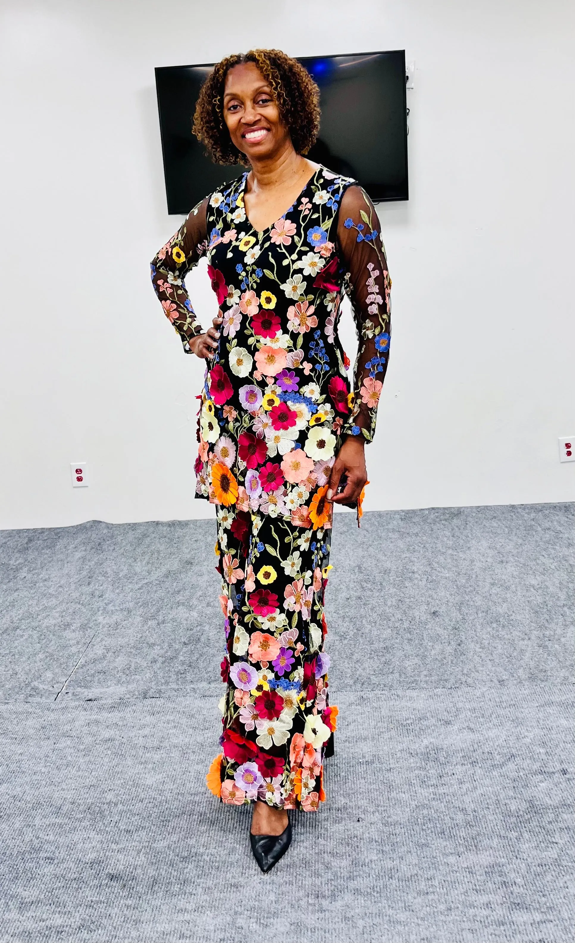 Mesh Floral Tunic Set