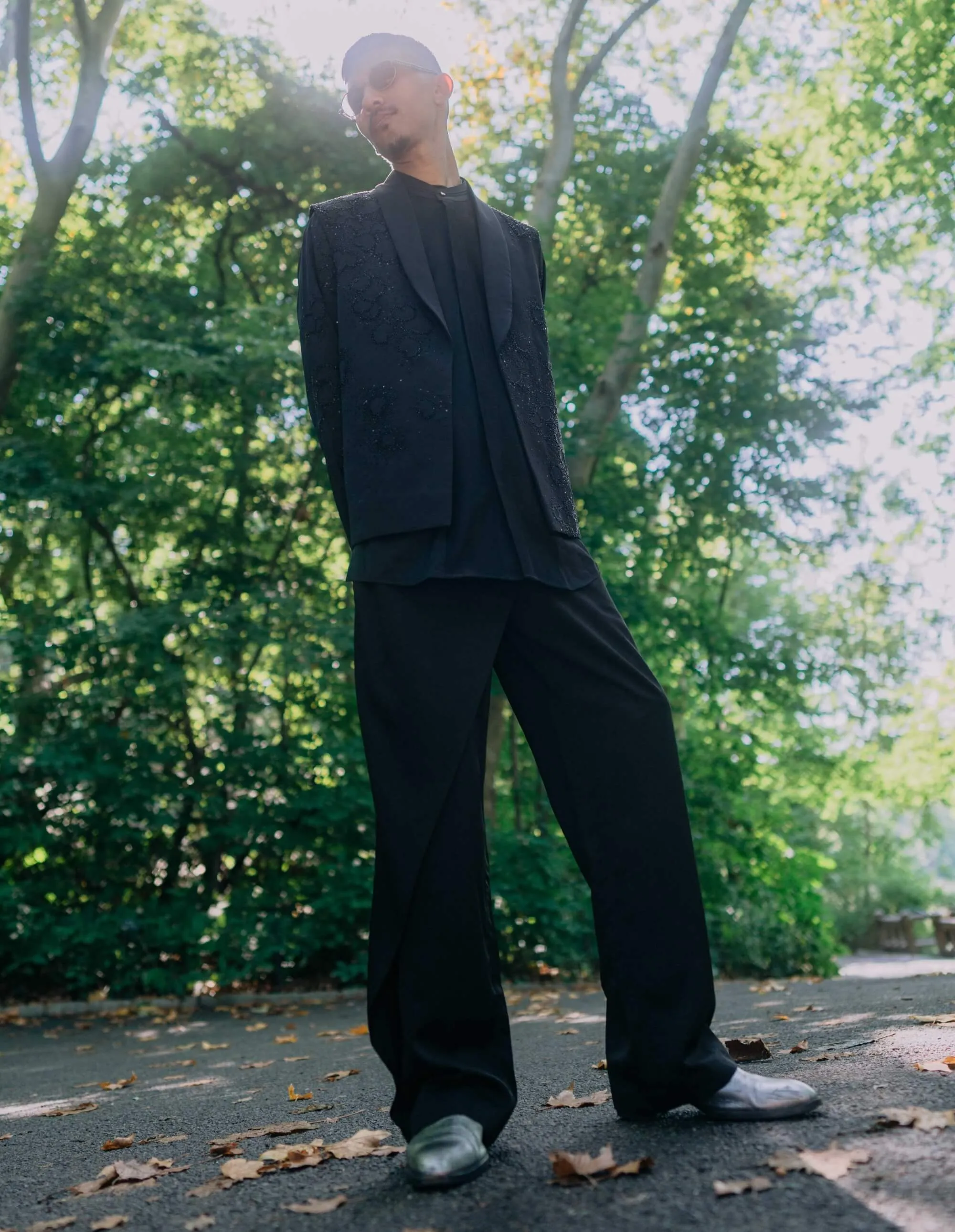 Monet black nehru jacket set