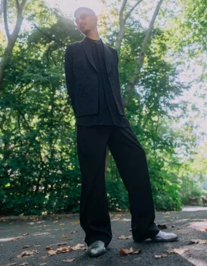 Monet black nehru jacket set