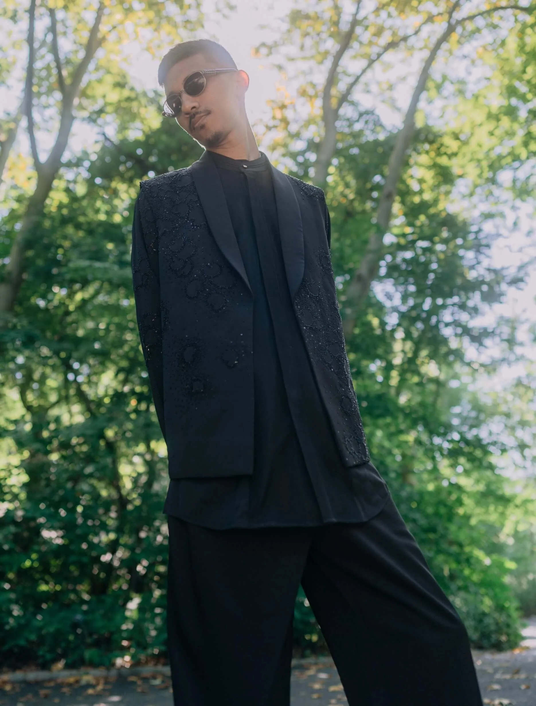 Monet black nehru jacket set