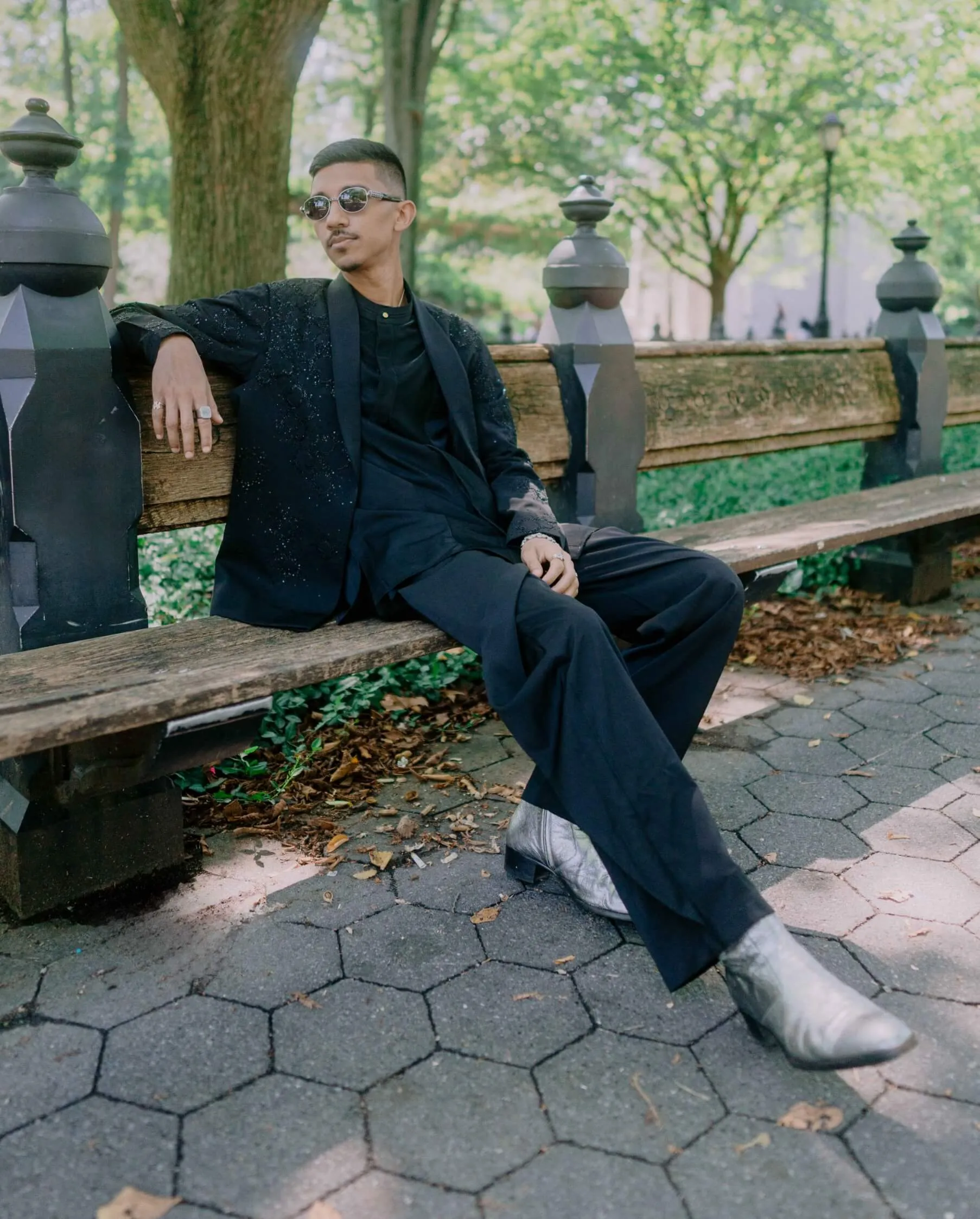 Monet black nehru jacket set
