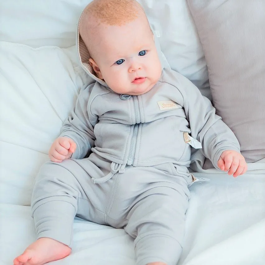 Organic Baby Boy Clothes: Toddler Hooded Zipper Cardigan Set