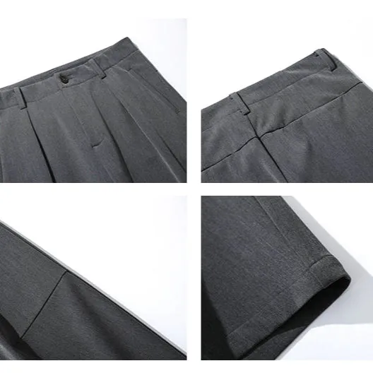 Pleated Wide-Leg Casual Pants