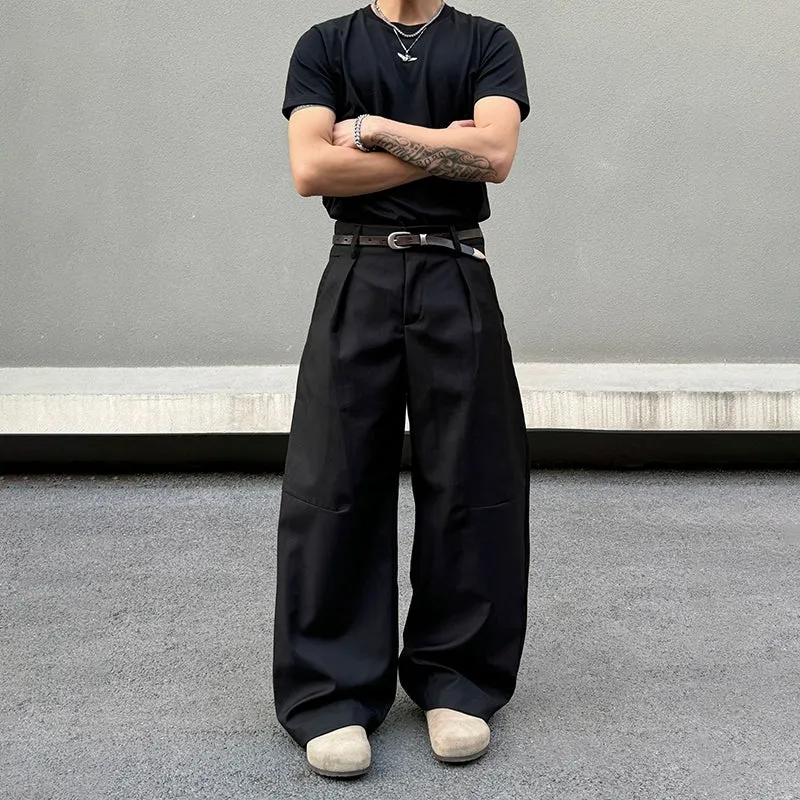Pleated Wide-Leg Casual Pants