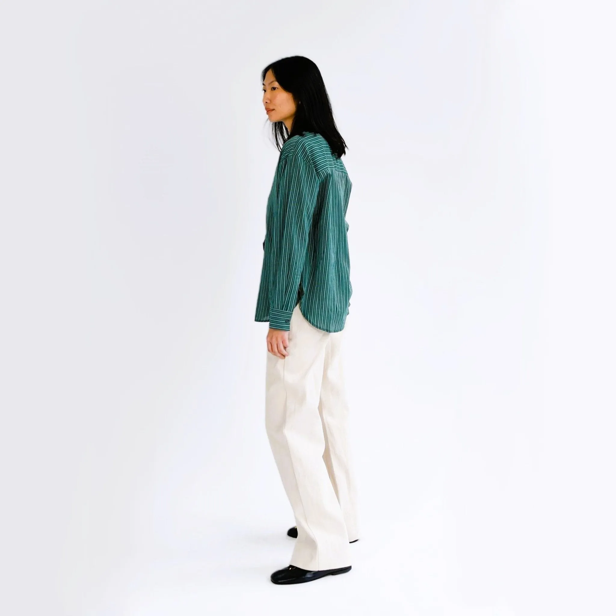 Riverside Wide Leg Cotton Trousers In Natural