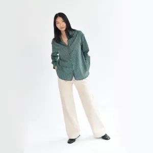Riverside Wide Leg Cotton Trousers In Natural