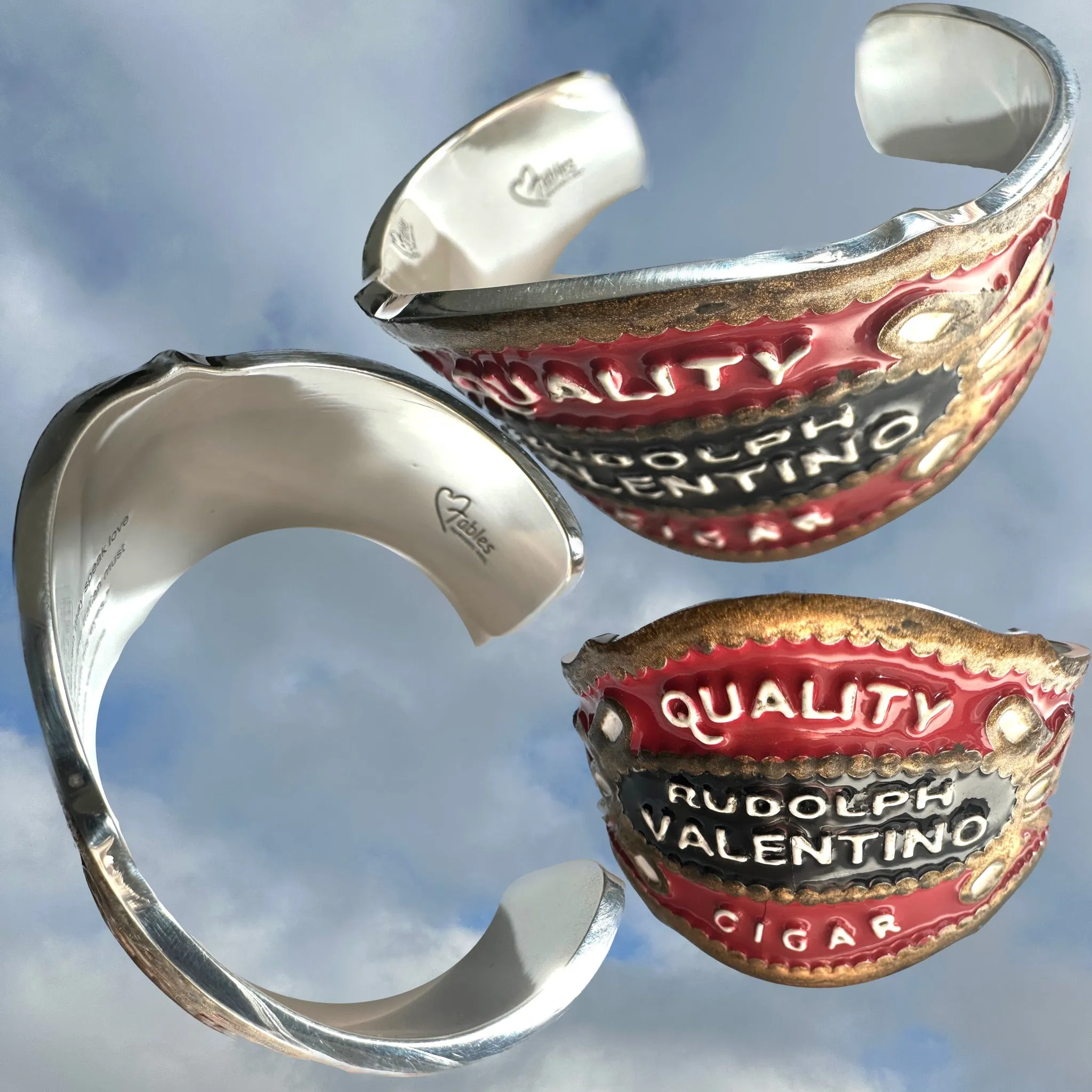 Rudolph Valentino Sterling Silver Enameled Cheroot Cuff