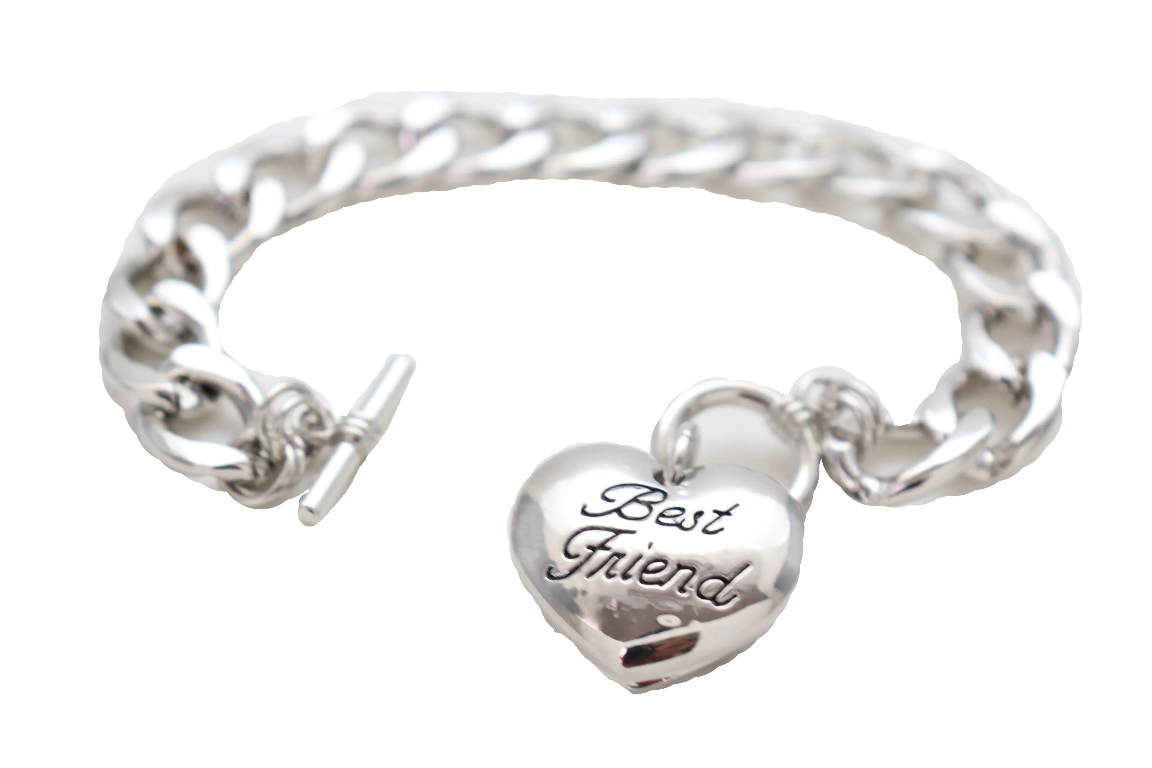 Silver Metal Chain Wrist Bracelet Love Heart Best Friend Great Gift