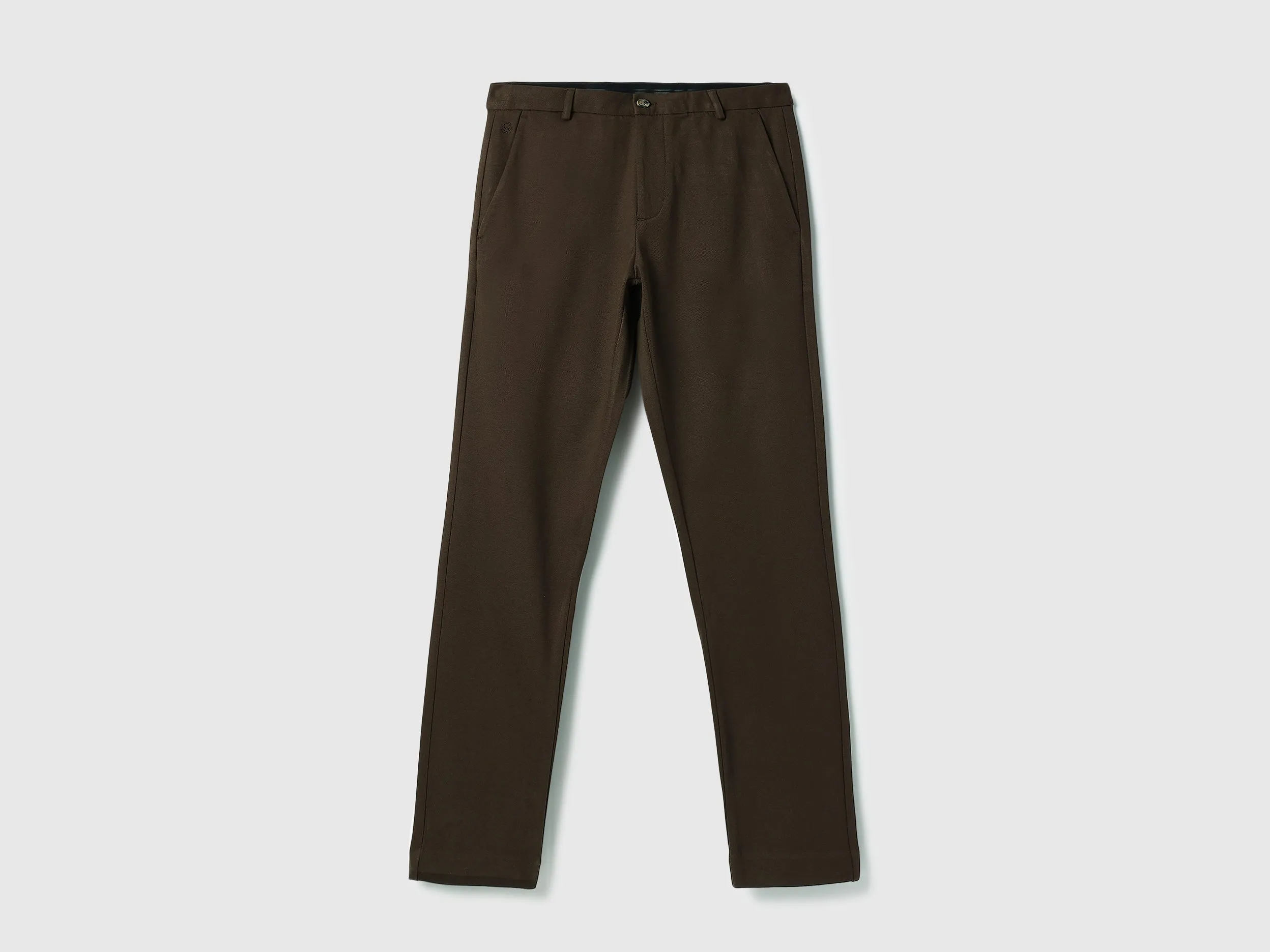 Solid Slim Fit Twill Knit Trousers