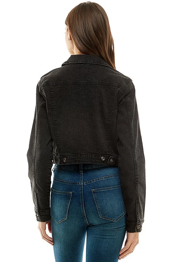 Spandex Destructed Ladies  Casual Denim Jacket