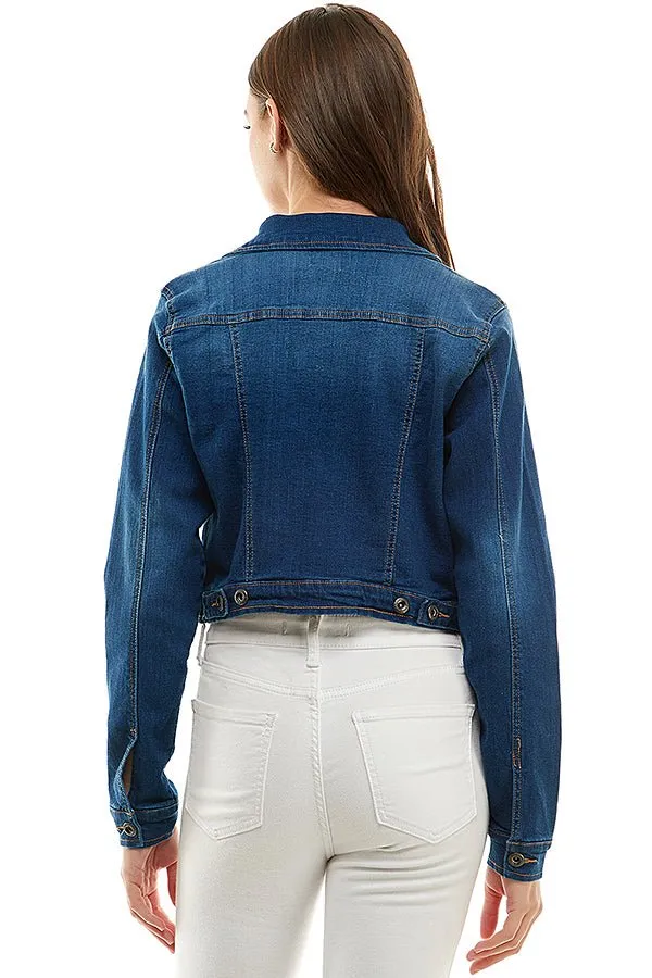 Spandex Destructed Ladies  Casual Denim Jacket
