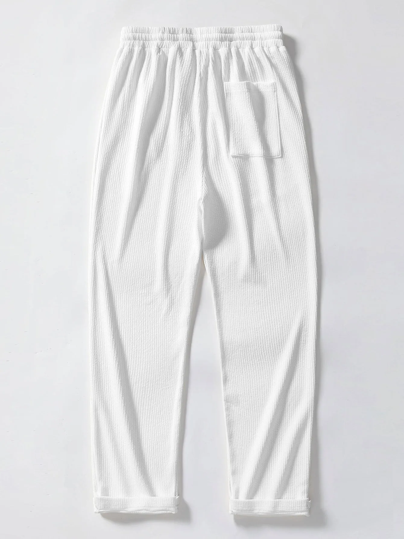 Stripe Jacquard Knit Polo Shirt & Straight Leg Ribbed Pants