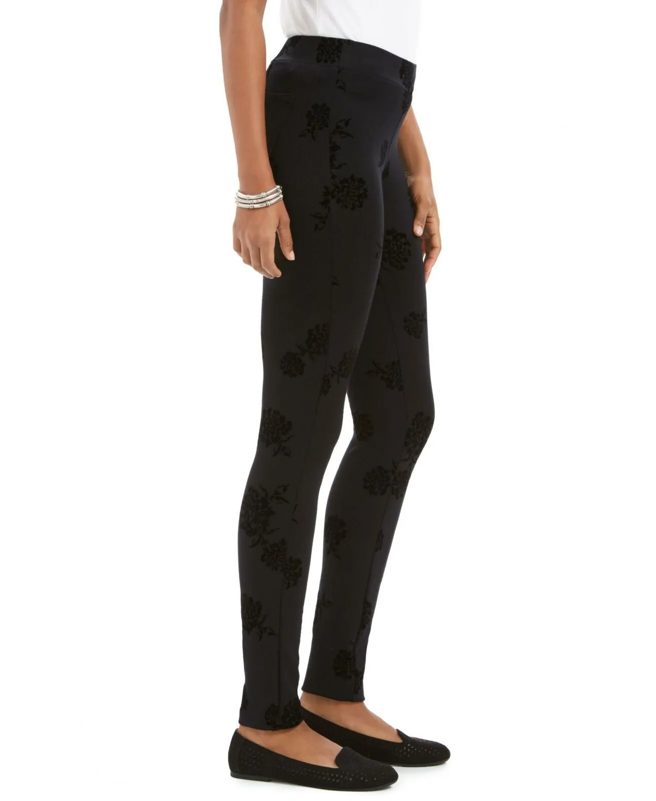 Style & Co. Petite Floral Flocked Ponte Knit Pants